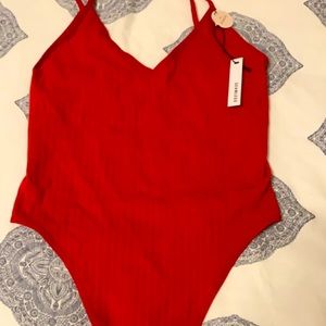 Forever21 Red Seamless Bodysuit Thong Bottom